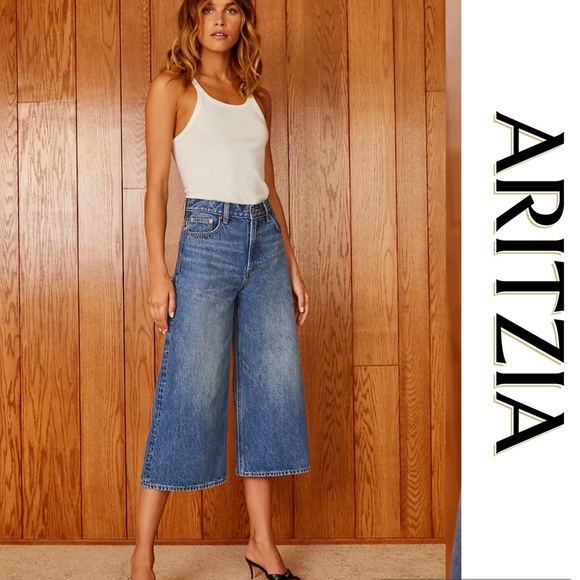Aritzia Denim - Denim Forum Jeans Wide leg  Edie Culotte Shorts Gaucho’s Capris Size 25 Aritzia
